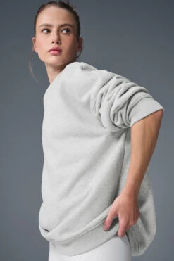 Renown Heavy Weight Crew Neck Pullover - Athletic Heather Grey -ALO ACTIVEWEAR SALE U3014R 02910 b1 s1 a3 1 m224