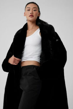 Oversized Faux Fur Trench - Black -ALO ACTIVEWEAR SALE U4004R 01 b1 s1 a4 1 m54