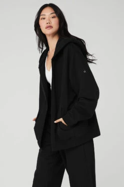 Renown Heavy Weight Full Zip Hoodie - Black -ALO ACTIVEWEAR SALE U4011R 01 b1 s1 a3 1 m54