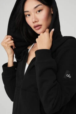 Renown Heavy Weight Full Zip Hoodie - Black -ALO ACTIVEWEAR SALE U4011R 01 b1 s1 a5 1 m54