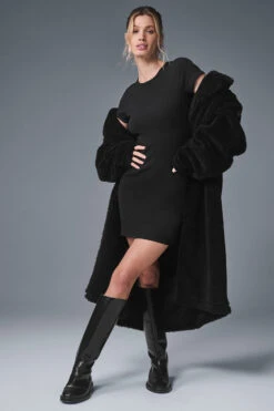 Oversized Sherpa Trench - Black -ALO ACTIVEWEAR SALE U4012R 01 b1 s1 a4 2 m91