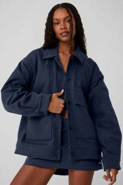 Unisex One Up Jacket - Navy -ALO ACTIVEWEAR SALE U4020R 03842 b1 s1 a5 1 m76