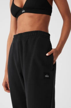 Cuffed Renown Heavy Weight Sweatpant - Black -ALO ACTIVEWEAR SALE U5014R 01 b1 s1 a4 1 m18