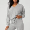 Cashmere Jet Set V-Neck Pullover - Dove Grey Heather -ALO ACTIVEWEAR SALE W3628R 02288 b1 s1 a1 1 m18