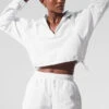 Cropped 1/4 Zip Alumni Pullover - White -ALO ACTIVEWEAR SALE W3660R 00 b1 s1 a1 1 m189