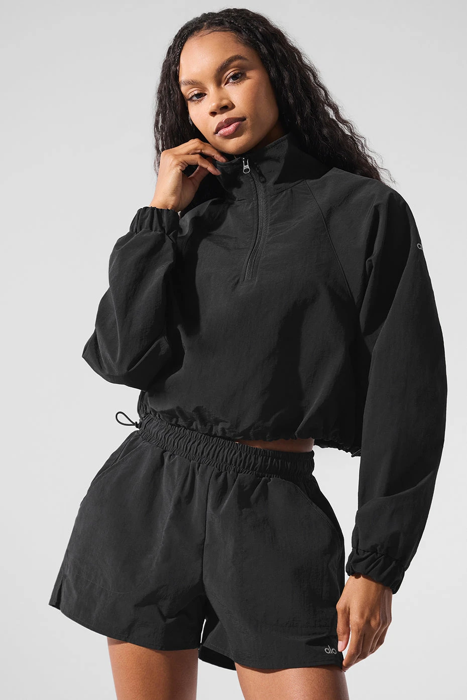 Cropped 1/4 Zip Alumni Pullover - Black 3 Cropped 1/4 Zip Alumni Pullover - Black