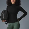 Wellness Rib Mock Neck Long Sleeve - Black -ALO ACTIVEWEAR SALE W3719R 01 b1 s1 a1 1 m206