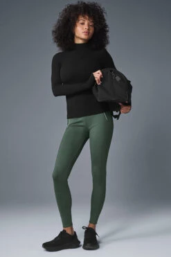 Wellness Rib Mock Neck Long Sleeve - Black -ALO ACTIVEWEAR SALE W3719R 01 b1 s1 a4 1 m206