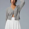 Cashmere Jet Set Cardigan - Dove Grey Heather 2 Cashmere Jet Set Cardigan - Dove Grey Heather -ALO ACTIVEWEAR SALE W3729R 02288 b1 s1 a1 1 m197