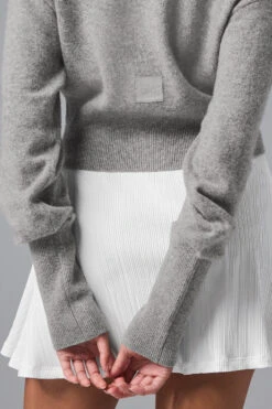 Cashmere Jet Set Cardigan - Dove Grey Heather -ALO ACTIVEWEAR SALE W3729R 02288 b1 s1 a3 1 m197