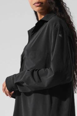 Dreamscape Button Down Long Sleeve - Black -ALO ACTIVEWEAR SALE W3732R 01 b1 s1 a5 1 m76