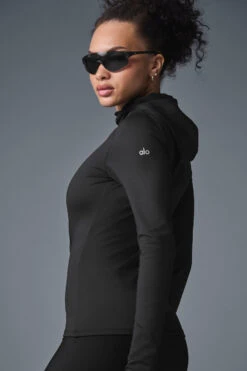 Airlift Winter Warm Hooded Runner - Black -ALO ACTIVEWEAR SALE W3735R 01 b1 s1 a1 2 m206