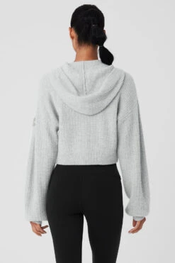 Cashmere Plush Waffle Full Zip Hoodie - Athletic Heather Grey -ALO ACTIVEWEAR SALE W3741R 02910 b1 s1 a3 1 m18