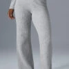 Cashmere High-Waist Plush Waffle Pant - Athletic Heather Grey -ALO ACTIVEWEAR SALE W3742R 02910 b1 s1 a5 1 m196