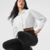 Cropped Take Me Out Button Up - White -ALO ACTIVEWEAR SALE W3747R 00 b1 s1 a1 1 m54
