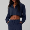 Cropped Take Me Out Button Up - Navy -ALO ACTIVEWEAR SALE W3747R 03842 b1 s1 a1 1 m76