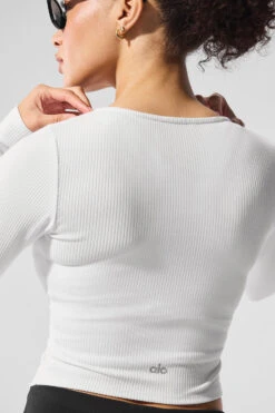 Ribbed Stardust Long Sleeve - White -ALO ACTIVEWEAR SALE W4488R 00 b1 s1 a4 1 m206
