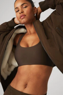 Faux Fur Urbanite Bomber - Espresso/Ivory -ALO ACTIVEWEAR SALE W4495R 04583 b1 s1 a4 1 m18