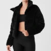 Ribbed Velour Gold Rush Puffer - Black 1 Ribbed Velour Gold Rush Puffer - Black -ALO ACTIVEWEAR SALE W4497R 01 b1 s1 a1 1 m89