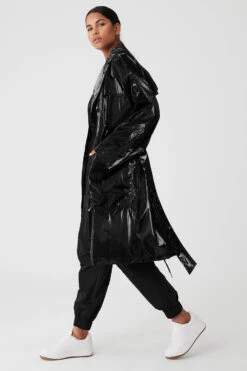 Metallic Break Line Trench - Black Metallic 9 Metallic Break Line Trench - Black Metallic -ALO ACTIVEWEAR SALE W4524R 02690 b1 s1 a2 1 m18