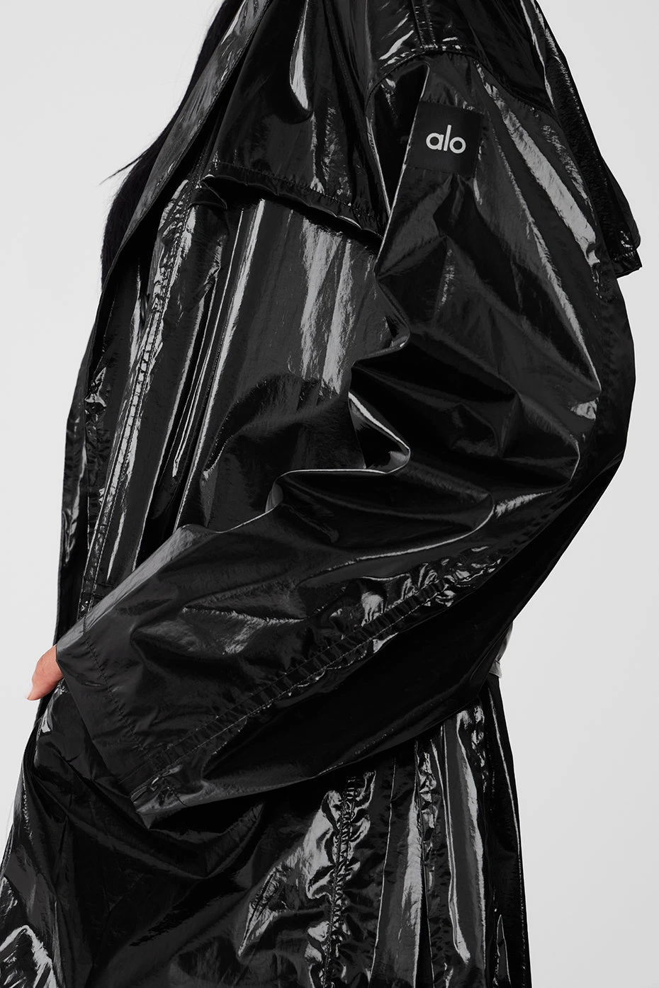 Metallic Break Line Trench - Black Metallic 4 Metallic Break Line Trench - Black Metallic - Image 2