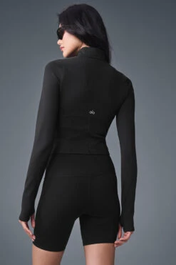 Airbrush Corset Full Zip Jacket - Black 9 Airbrush Corset Full Zip Jacket - Black -ALO ACTIVEWEAR SALE W4529R 01 b1 s1 a3 1 m54