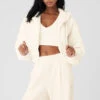 Cropped Cozy Day Full Zip Jacket - Ivory 1 Cropped Cozy Day Full Zip Jacket - Ivory -ALO ACTIVEWEAR SALE W4568R 03299 b1 s1 a1 1 m18