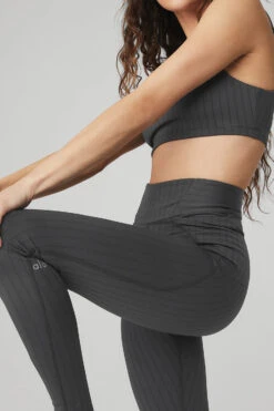 Pinstripe Jacquard Extreme High-Waist Legging - Anthracite/Black -ALO ACTIVEWEAR SALE W51078R 00282 b1 s1 a4 1 m90