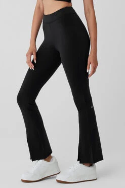 Airbrush 7/8 High Waist Flutter Legging - Black -ALO ACTIVEWEAR SALE W51109R 01 b1 s1 a2 1 m54