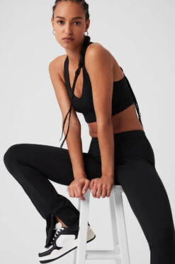 High-Waist 7/8 Zip It Flare Legging - Black -ALO ACTIVEWEAR SALE W51115R 01 b1 s1 a1 2 m125