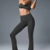 High-Waist Pinstripe Zip It Flare Legging - Anthracite/Black 1 High-Waist Pinstripe Zip It Flare Legging - Anthracite/Black -ALO ACTIVEWEAR SALE W51121R 00282 b1 s1 a1 1 m206