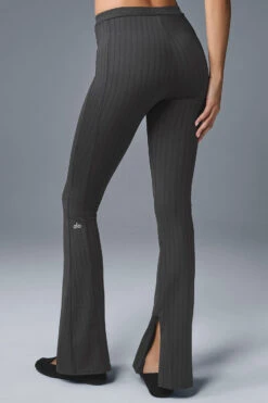 High-Waist Pinstripe Zip It Flare Legging - Anthracite/Black -ALO ACTIVEWEAR SALE W51121R 00282 b1 s1 a3 1 m206