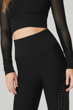 Seamless High-Waist 7/8 Open Air Legging - Black -ALO ACTIVEWEAR SALE W51144R 01 b1 s1 a4 1 m89