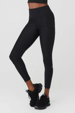 Ribbed Airlift High-Waist 7/8 Enchanted Legging - Black -ALO ACTIVEWEAR SALE W51195R 01 b1 s1 a2 1 m100