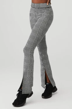 Jacquard High-Waist Glenplaid Flutter Legging - Titanium/Black -ALO ACTIVEWEAR SALE W51210R 03740 b1 s1 a2 1 m100