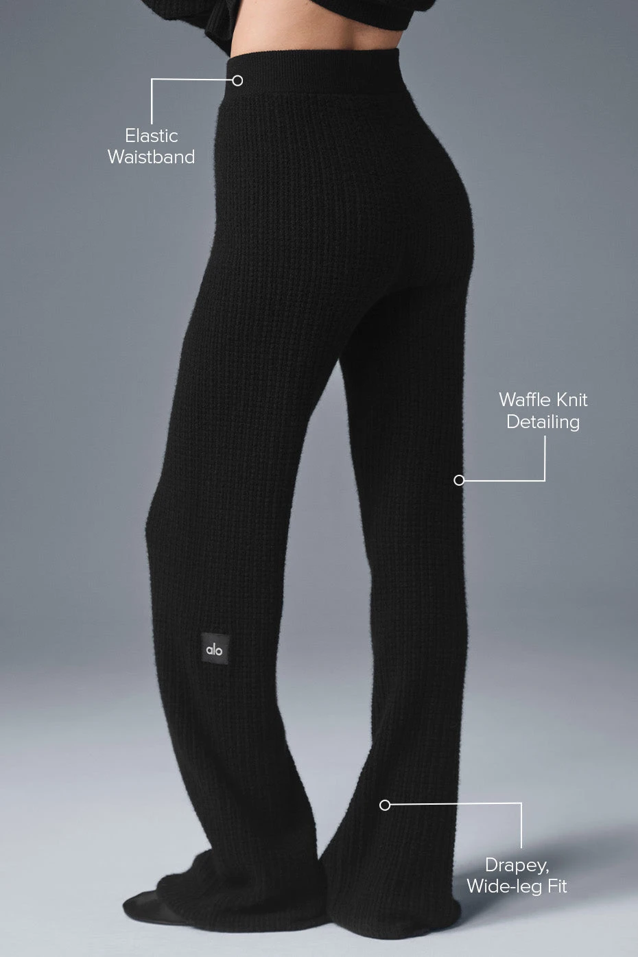 Cashmere High-Waist Plush Waffle Pant - Black 4 Cashmere High-Waist Plush Waffle Pant - Black - Image 2