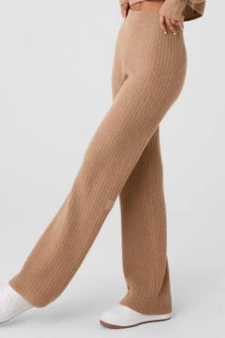 Cashmere High-Waist Plush Waffle Pant - Toasted Almond -ALO ACTIVEWEAR SALE W51286R 05131 b1 s1 a3 1 m18