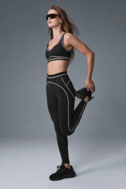 Airbrush High-Waist Heart Throb Legging - Black/White -ALO ACTIVEWEAR SALE W51298R 0100 b1 s1 a4 1 m224