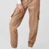 Faux Leather Power Hour Jogger - Toasted Almond -ALO ACTIVEWEAR SALE W51339R 05131 b1 s1 a1 1 m177