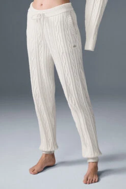 Cable Knit Winter Bliss Pant - Ivory -ALO ACTIVEWEAR SALE W51353R 03299 b1 s1 a3 1 m177