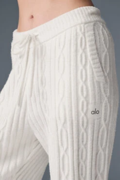 Cable Knit Winter Bliss Pant - Ivory -ALO ACTIVEWEAR SALE W51353R 03299 b1 s1 a4 1 m177