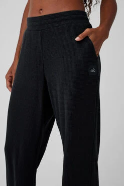 Waffle Weekend Escape Jogger - Black -ALO ACTIVEWEAR SALE W51369R 01 b1 s1 a4 1 m76