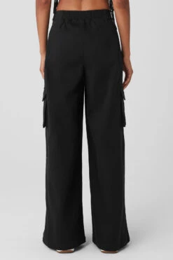 Show Off Cargo Wide Leg Trouser (Long) - Black -ALO ACTIVEWEAR SALE W51383R 01 b1 s1 a2 1 m18