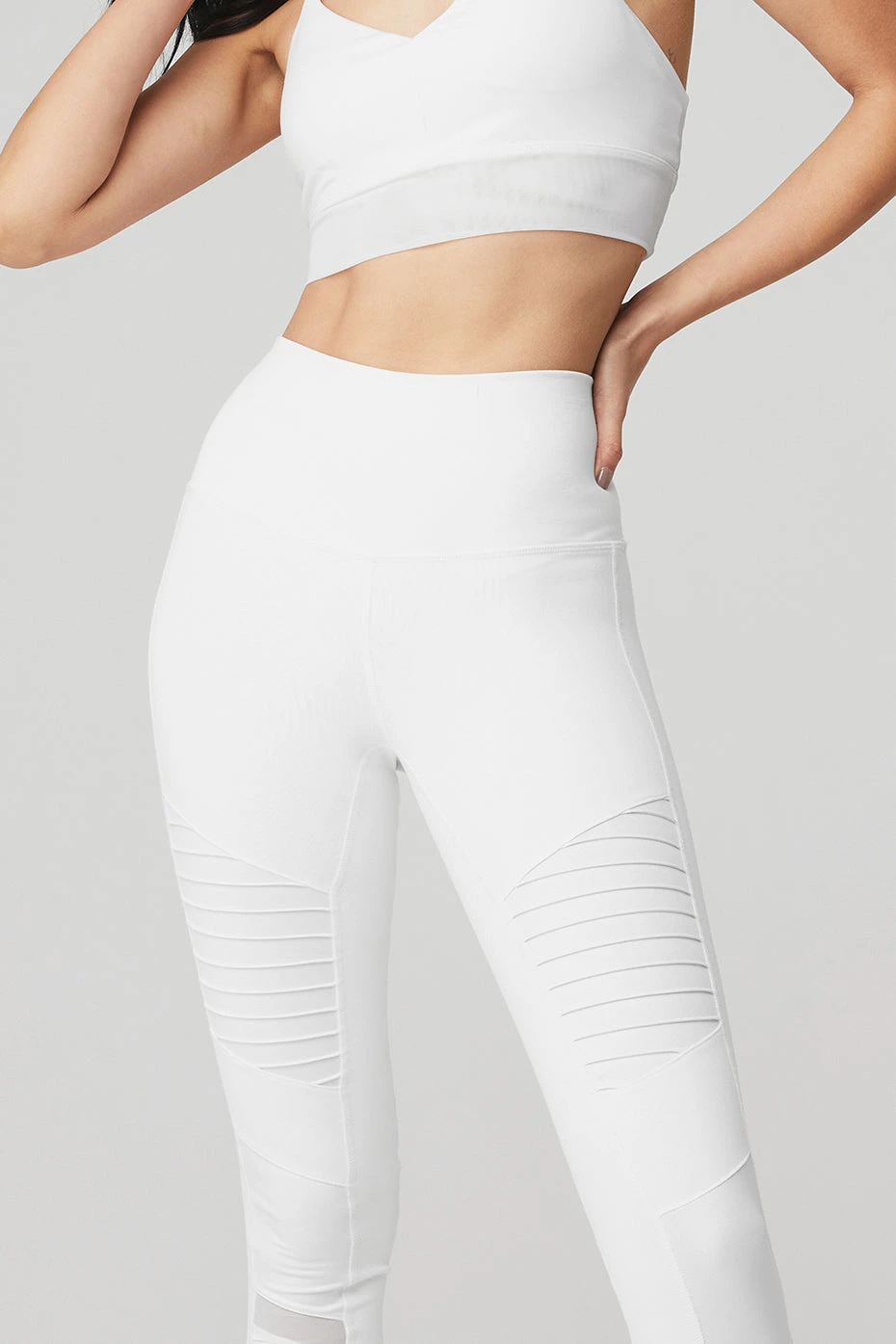 High-Waist Moto Legging - White/White Glossy 6 High-Waist Moto Legging - White/White Glossy - Image 4