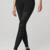 High-Waist Moto Legging - Black/Black Glossy