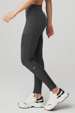 High-Waist Moto Legging - Anthracite/Anthracite Glossy -ALO ACTIVEWEAR SALE W5494R 02224 b1 s1 a2 1 m82