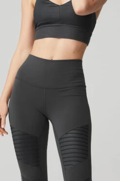 High-Waist Moto Legging - Anthracite/Anthracite Glossy -ALO ACTIVEWEAR SALE W5494R 02224 b1 s1 a4 1 m82
