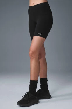 7" High-Waist Biker Short - Black -ALO ACTIVEWEAR SALE W6145R 01 b1 s1 a3 1 m54
