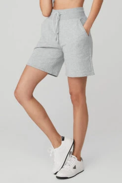 High-Waist Easy Sweat Short - Athletic Heather Grey -ALO ACTIVEWEAR SALE W6233R 02910 b1 s1 a2 1 m54