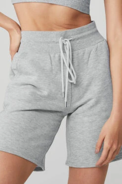 High-Waist Easy Sweat Short - Athletic Heather Grey -ALO ACTIVEWEAR SALE W6233R 02910 b1 s1 a4 1 m54